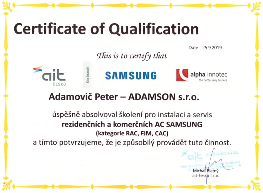 Certifikovaná montáž klimatizácie